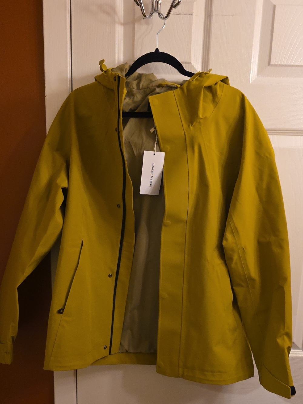 Urban Outfitters Women's Hooded Ski Jacket in Mustard Yellow